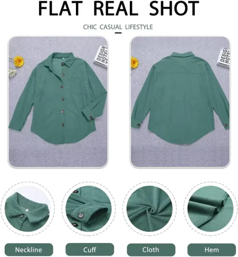 Vista 27 de ZOLUCKY Chaqueta de manga larga con botones para mujer, talla grande, blusas