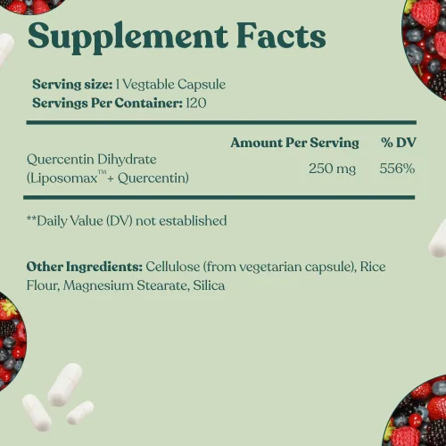 Vista 6 de Florida Sunshine Quercetina liposomal - 120 cápsulas (250 mg) Apoyo inmunológico, antioxidante, antiinflamatorio, alivio de la alergia, salud