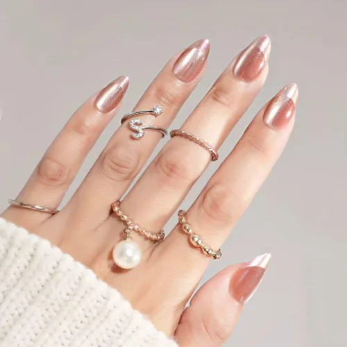 Vista 2 de 30 uñas postizas a presión de almendra, ajuste supremo y uñas de gel suave natural, 15 tamaños, kit de uñas postizas reutilizables con caja