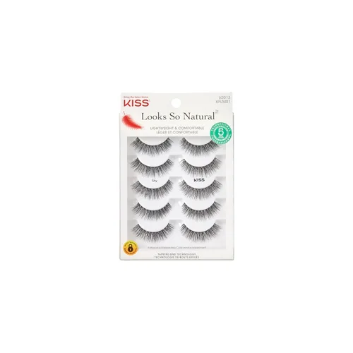 Vista 19 de KISS Looks So Natural - Pestañas postizas, ligeras y cómodas, tecnología de extremo ahusado, reutilizables, libres de crueldad, compatibles