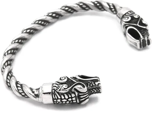 Vista 2 de BaviPower Viking Wolf Head - Brazalete trenzado para hombre y mujer