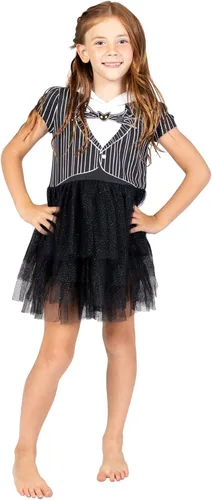 Vista 2 de Disney Nightmare Before Christmas Jack Skellington - Vestido de cosplay para niñas pequeñas a grandes