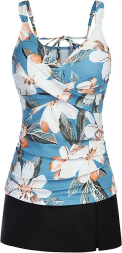 Vista 2 de CURLBIUTY Trajes de baño tankini de dos piezas para mujer, modesto control de abdomen, trajes de baño