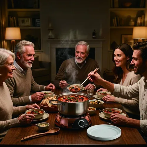 Vista 8 de Juego de fondue eléctrico de chocolate y queso Artestia con dos ollas (acero inoxidable y cerámica), para servir a 8 personas