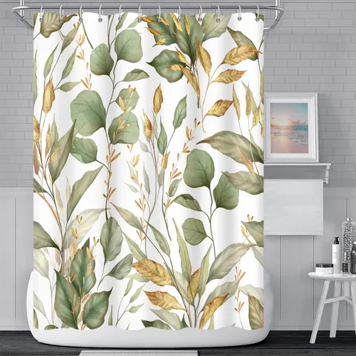 Vista 26 de Cortina de Ducha Floral Bohemia Negra Flores de Mediados de Siglo Botánica Moderna Elegante Estética Cortina de Ducha para Decoración de Baño