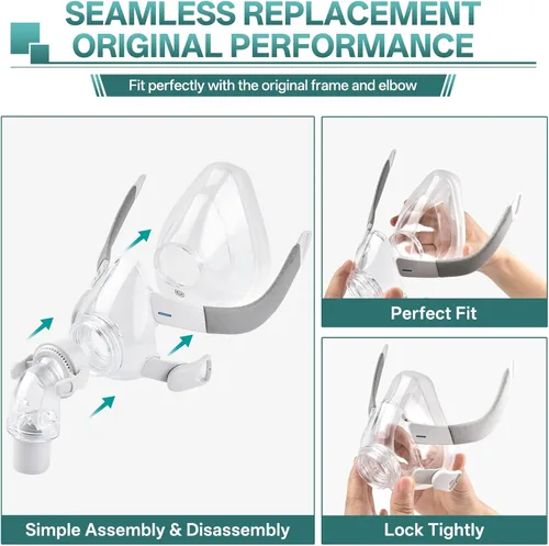 Vista 5 de Cojín de repuesto para ResMed AirFit F20, compatible con la máscara CPAP original F20, sellado confiable y ajuste perfecto, ultra suave, cubierta