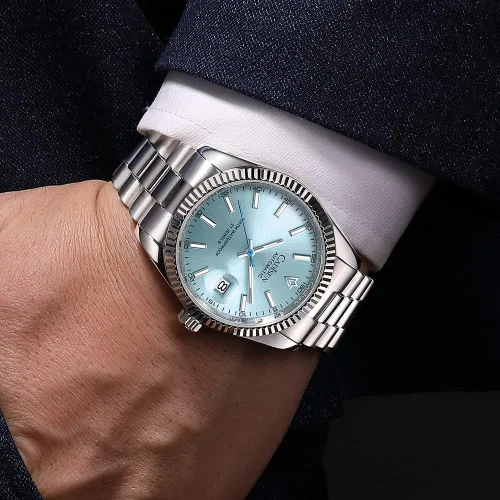 Vista 4 de CADISEN Reloj mecánico automático de acero inoxidable de lujo de marca impermeable de 328.1 ft para hombre de diseño H0mage