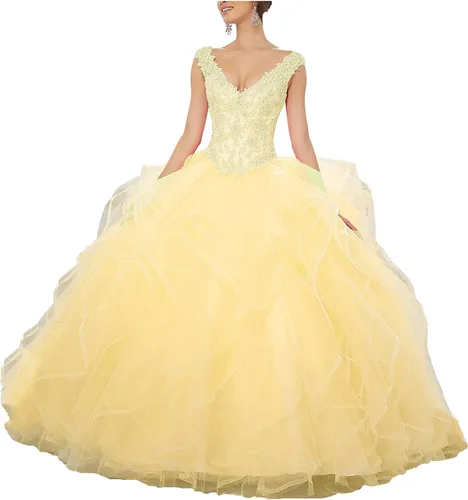 Vista 9 de QXMYOO Vestido de Gala de Quinceañera Sweet 16 Fiesta de Graduación Vestido de Princesa para Adolescentes Negro (Style1-Black)