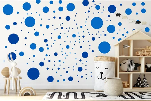 Vista 6 de Más de 500 calcomanías de pared de círculos de lunares surtidos para dormitorio de niños, sala de estar, aula, sala de juegos, calcomanías de pared