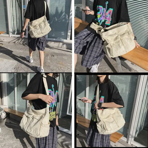 Vista 5 de Henmifyer Bolso bandolera bandolera de cuero pequeño para hombre, bolso casual de viaje de negocios, correas ajustables