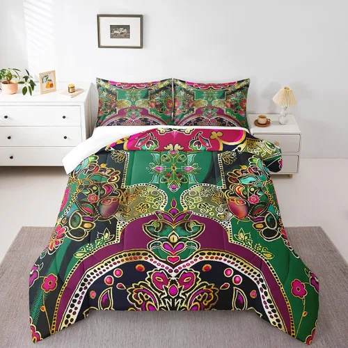 Vista 36 de Erosebridal Juego de ropa de cama damascada gótica para adultos, juego de edredón victoriano antiguo, edredón floral vintage gótico con diseño