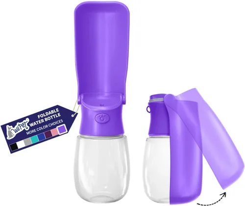 Vista 8 de WePet Botella de agua plegable portátil para perros, dispensador de agua para cachorros con alimentador para beber, 12 onzas, resistente a altas