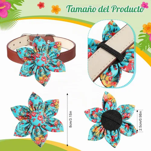 Vista 3 de Sanwuta 36 piezas de collar de perro de flores accesorios para mascotas, collar ajustable para perro, accesorio de otoño de flores para gatos