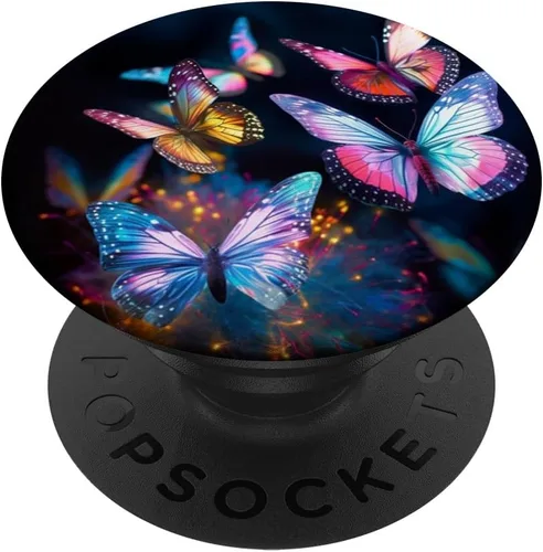 Vista 6 de PopSockets MagSafe PopGrip de mariposas azules de colores brillantes para iPhone