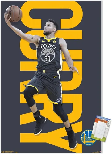 Vista 11 de Trends International NBA Golden State Warriors - Póster de pared de Stephen Curry 18, 14.725 x 22.375 pulgadas, versión enmarcada de madera