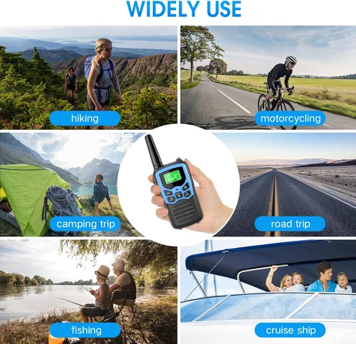 Vista 8 de MOICO Walkie Talkies de largo alcance para adultos con 22 canales FRS, Walkie Talkie familiar con linterna LED, pantalla LCD VOX para senderismo