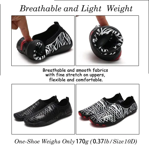 Vista 6 de Cheston Zapatos acuáticos descalzos de secado rápido para hombre y mujer Negro (All-Black)