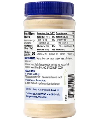 Vista 2 de Mighty Nut, crema de cacahuete en polvo, 184 g (6.5 oz). Non-GMO Project Verified, Gluten Free, Low Fat Peanut Butter Powder with Flax & Chia