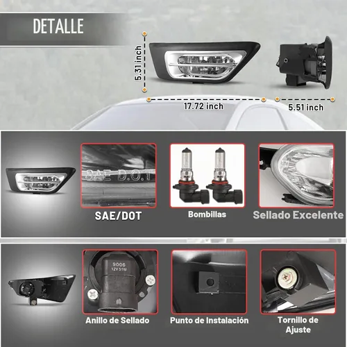 Vista 4 de Luces antiniebla para 2002 2003 2004 Honda CR-V, juegos de lámparas con kit de cableado, 1 par