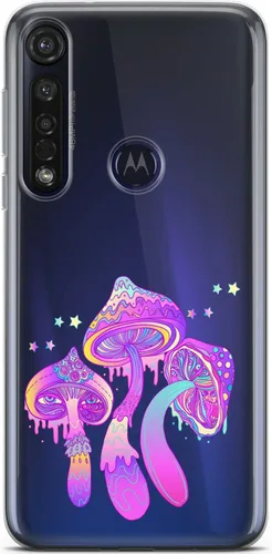 Vista 5 de Mertak Funda para teléfono compatible con Motorola Edge + Moto G9 G8 Plus G7 Play Power Z4 Flexible Gold Design Stars Cover Girl Light Women Slim