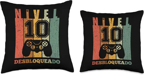 Vista 3 de 10 Años Regalo Cumpleaños Para Hombre, Niño Regalo Años Gamer Nivel 10 Desbloqueado - Almohada (16 x 16 pulgadas), multicolor