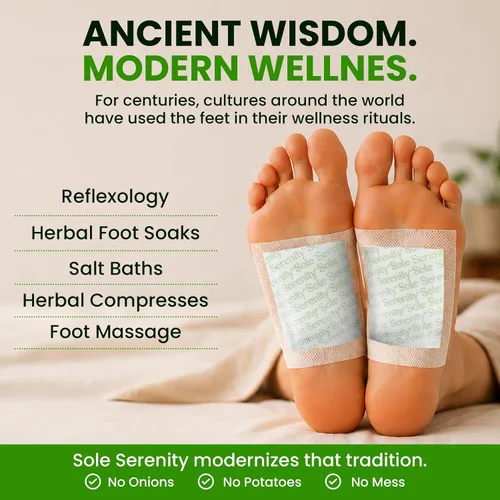 Vista 2 de Sole Serenity Foot Pads - Mineral de Zeolita, Raíz de Jengibre, Ajenjo, Vinagre de Bambú, Spa para Pies con Pies Adoloridos (Paquete de 2)