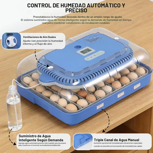 Vista 4 de Serie IV - Incubadora de 70 huevos para criadores, humedad precisa basada en sensores + control de temperatura, separador de pollitos, espaciado