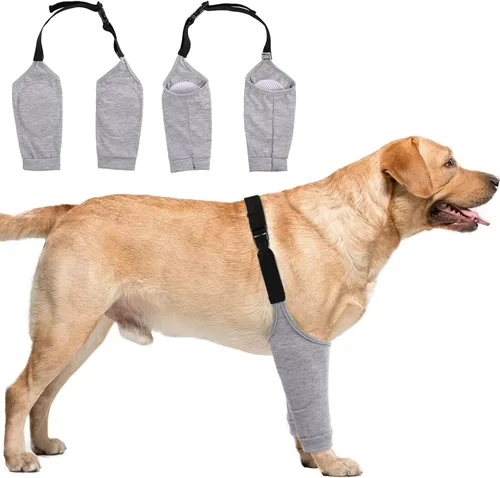 Vista 8 de Traje de recuperación para perros para piernas delanteras, mangas de recuperación para perros después de una cirugía con banda elástica, coderas