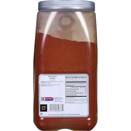Vista 4 de McCormick Culinary Pimentón extra elegante, 5.25 libras, un recipiente de 5.25 libras de condimento de pimentón dulce para uso en restaurantes