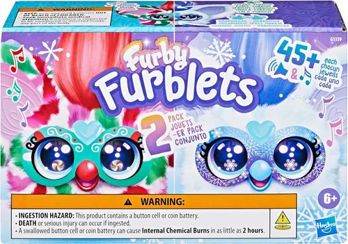 Vista 2 de FURBY Furblets - Paquete de 2 mini amigos navideños Pep-Mint & Sno-Flay, juguetes electrónicos de peluche para niñas y niños de 6 años en adelante