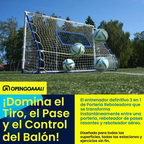 Vista 6 de Open Goaaal Portería de rebote de fútbol 3 en 1 – 4 pies x 6 pies – Modos de ángulo ajustables para ejercicios de disparo – Configuración de paso al