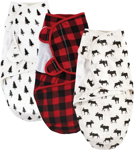 Vista 6 de Hudson Baby Envoltura de algodón acolchada unisex para bebé, 3 unidades, bosque de niños, 0-3 meses