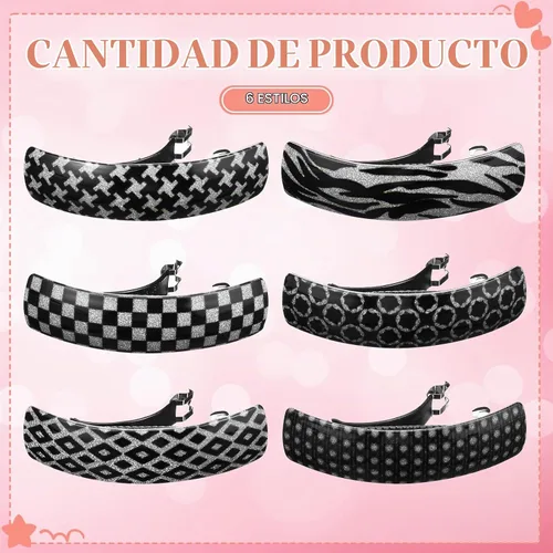 Vista 3 de WILLBOND 6 Piezas Pasadores de Cabello para Mujeres Pasadores Grandes Clips Franceses para Cabello Broche Retro para Regalos de Mamá Accesorios