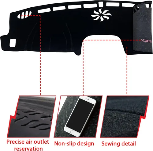 Vista 2 de Tapete antideslizante para tablero de instrumentos compatible con Ford Maverick 2022 2023 2024 Protector solar (borde negro)
