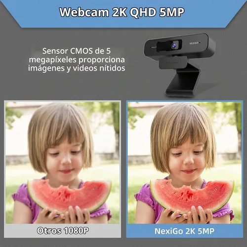 Vista 5 de NexiGo Cámara web con zoom N940P 2K con controles remotos y software, sensor Sony Starvis 1080P @60FPS Zoom 3X Micrófono estéreo dual