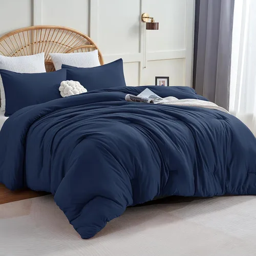 Vista 34 de CozyLux - Juego de edredón beige tamaño individual/individual XL, 2 piezas de juego de cama extra largo sólido transpirable acolchado, juego de cama