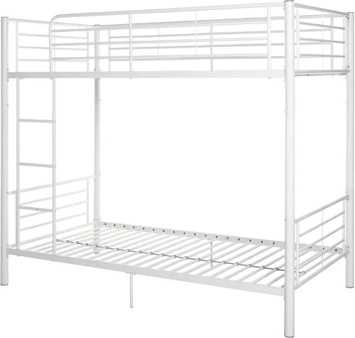Vista 6 de Walker Edison Elodie - Litera de metal, cama individual sobre cama individual, color blanco