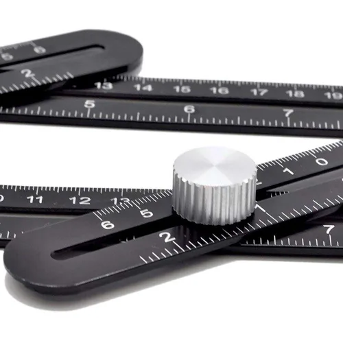 Vista 7 de Herramienta de medición de ángulo de aleación de aluminio de seis caras, herramienta de diseño de regla de medición de metal completo para manitas