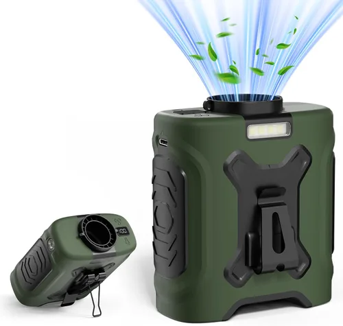 Vista 9 de LOUISWARE Ventilador de cintura portátil de 10000 mAh, ventilador de cintura portátil de 18000 rpm, ventilador de cuello con tiempo de trabajo
