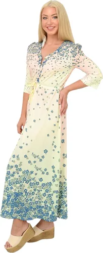 Vista 3 de CowCow Vestido maxi bohemio para mujer, estilo japonés, con diseño de flor de cerezo, flores florales, lazo en la cintura, XS-3XL, Rosado