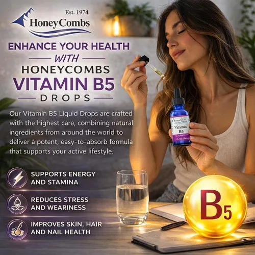 Vista 3 de Vitamina B5 Gotas de ácido pantoténico 500% DV Líquido B5 Suplemento Vegano Vitamina B Complejo Líquido Rápida Absorción Rápida Gotas Líquidas Apoyo