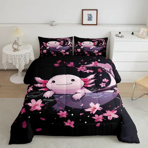 Vista 13 de Erosebridal Juego de edredón de ballena náutica, tamaño individual, juego de ropa de cama vintage azul con ondas oceánicas para niños y niñas