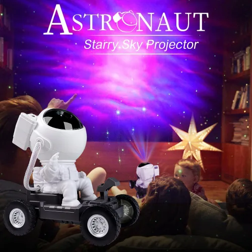 Vista 7 de Proyector de estrellas y galaxias astronautas, luz nocturna, 360° Space Man Lunar Rover Buddy Starry Nebulosa Proyector de techo Cielo LED Starlight