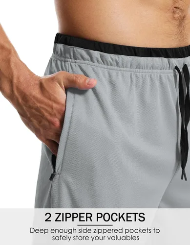 Vista 2 de Aolesy Pantalones cortos de baloncesto para hombre con bolsillos con cremallera, pantalones cortos deportivos de 10 pulgadas para hombre, pantalones