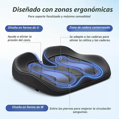 Vista 3 de ZIKEE Cojín de asiento de coche con espuma viscoelástica para un viaje largo, alivio del dolor sentado, cojín ergonómico para asiento de coche