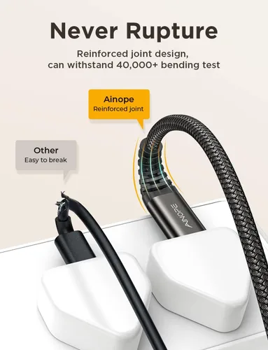Vista 3 de Cable de extensión USB C AINOPE, extensor USB tipo C de transferencia rápida de 20Gbps/USB3.2 con 1240W de carga compatible con iPhone 16 pro