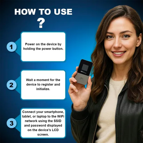 Vista 2 de MITwireless T8+ Hotspot WiFi portátil Internet móvil 4G LTE y enrutador de viaje para Estados Unidos y más de 200 países Sin SIM ni contrato