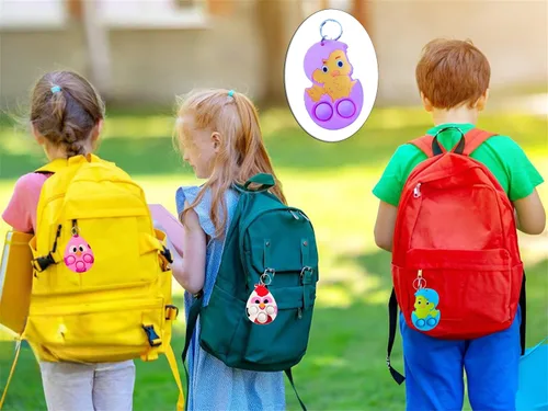 Vista 5 de 24 paquetes de huevos a granel pollos mochila llavero mini pop Fidget fiesta Pascua regalos escuela estudiantes premios burbuja