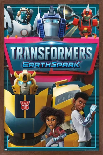 Vista 7 de Trends International Transformers: Earthspark - Póster de pared de grupo, 14.725 x 22.375 pulgadas, versión enmarcada de madera de granero