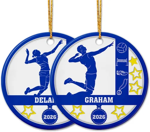 Vista 22 de Adorno de cerámica para jugador de bádminton, regalo para hombres y mujeres, adorno de cerámica personalizado para Navidad 2025, adorno para amantes